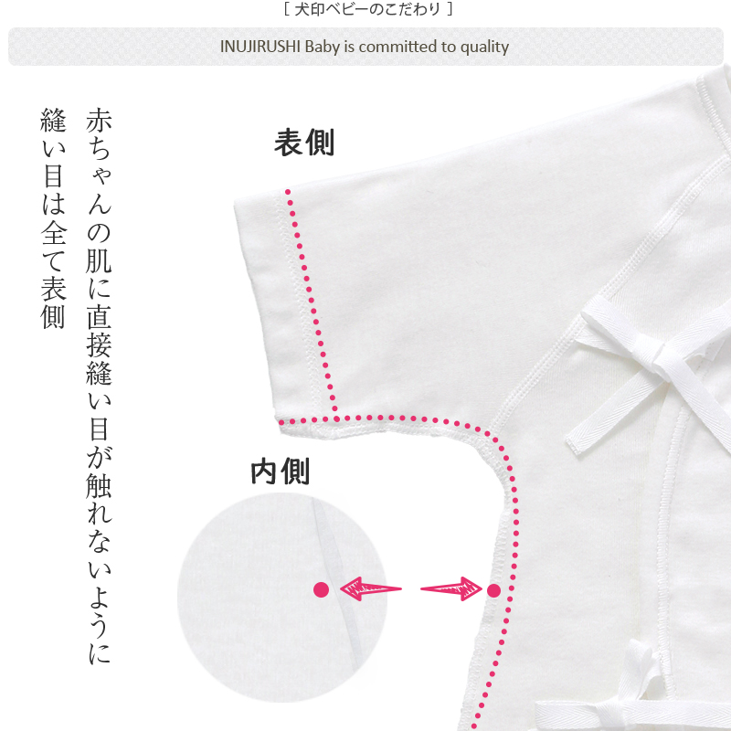新生児 コンビ肌着 綿100％ 日本製 フライス 無地・白